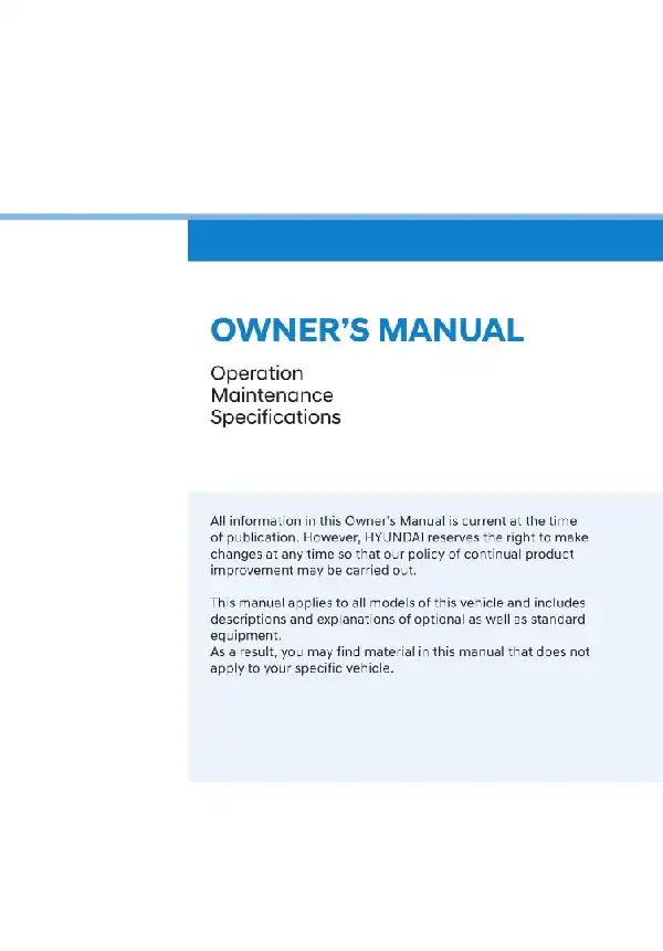 Hyundai Tucson Hybrid 2022 MY. Owner&#39;s Manual