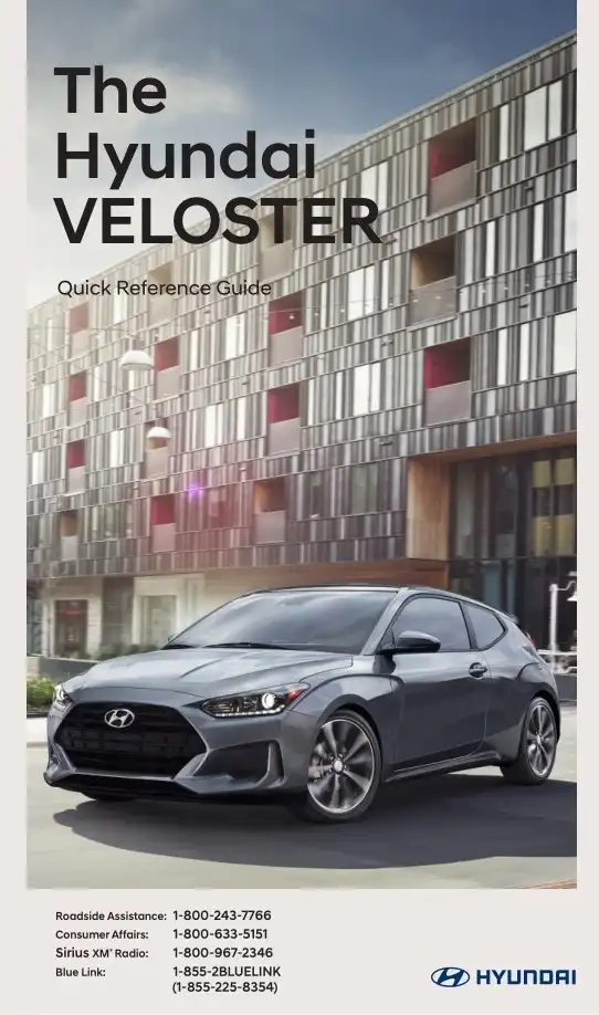 Hyundai Veloster 2020 MY. Quick Reference Guide