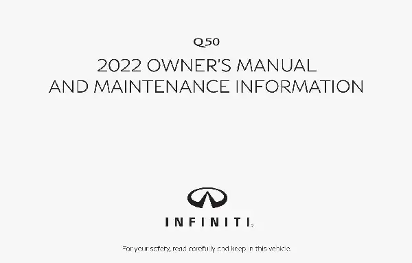 Infiniti Q50 2022 MY. Owner&#39;s Manual