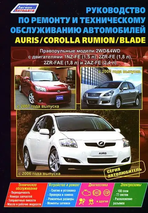Toyota Auris з 2006, Corolla Rumion з 2007, Blade з 2006. Керівництво з ремонту та технічного обслуговування